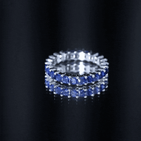 Princess Cut Lab Grown Blue Sapphire Full Eternity Band