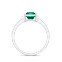 Lab Grown Emerald Diamond 3 Stone Engagement Ring with Certificate