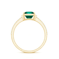 Lab Grown Emerald Diamond 3 Stone Engagement Ring with Certificate