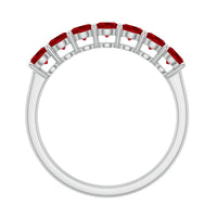 Lab Created Ruby Half Eternity Wedding Band