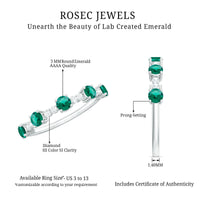 Certified Lab Grown Emerald Half Eternity Anniversary Ring with Diamond