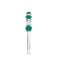 Certified Lab Grown Emerald Half Eternity Anniversary Ring with Diamond