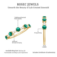 Certified Lab Grown Emerald Half Eternity Anniversary Ring with Diamond