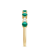 Certified Lab Grown Emerald Half Eternity Anniversary Ring with Diamond
