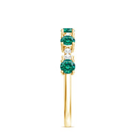 Certified Lab Grown Emerald Half Eternity Anniversary Ring with Diamond
