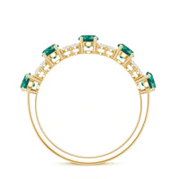 Certified Lab Grown Emerald Half Eternity Anniversary Ring with Diamond
