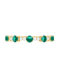 Certified Lab Grown Emerald Half Eternity Anniversary Ring with Diamond