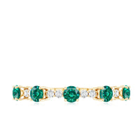 Certified Lab Grown Emerald Half Eternity Anniversary Ring with Diamond
