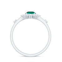 Certified Lab Grown Emerald Classic Engagement Ring with Diamond