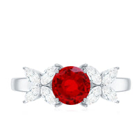 Brilliant Cut Lab Created Ruby Floral Engagement Ring with Certificate