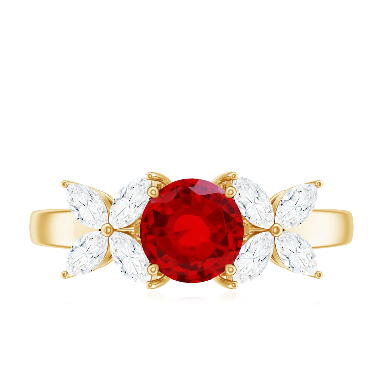 Brilliant Cut Lab Created Ruby Floral Engagement Ring with Certificate