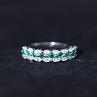 Certified Lab Grown Emerald Half Eternity Wedding Band