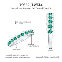 Certified Lab Grown Emerald Half Eternity Wedding Band