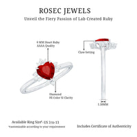 Lab Created Ruby Heart Promise Ring with Diamonds
