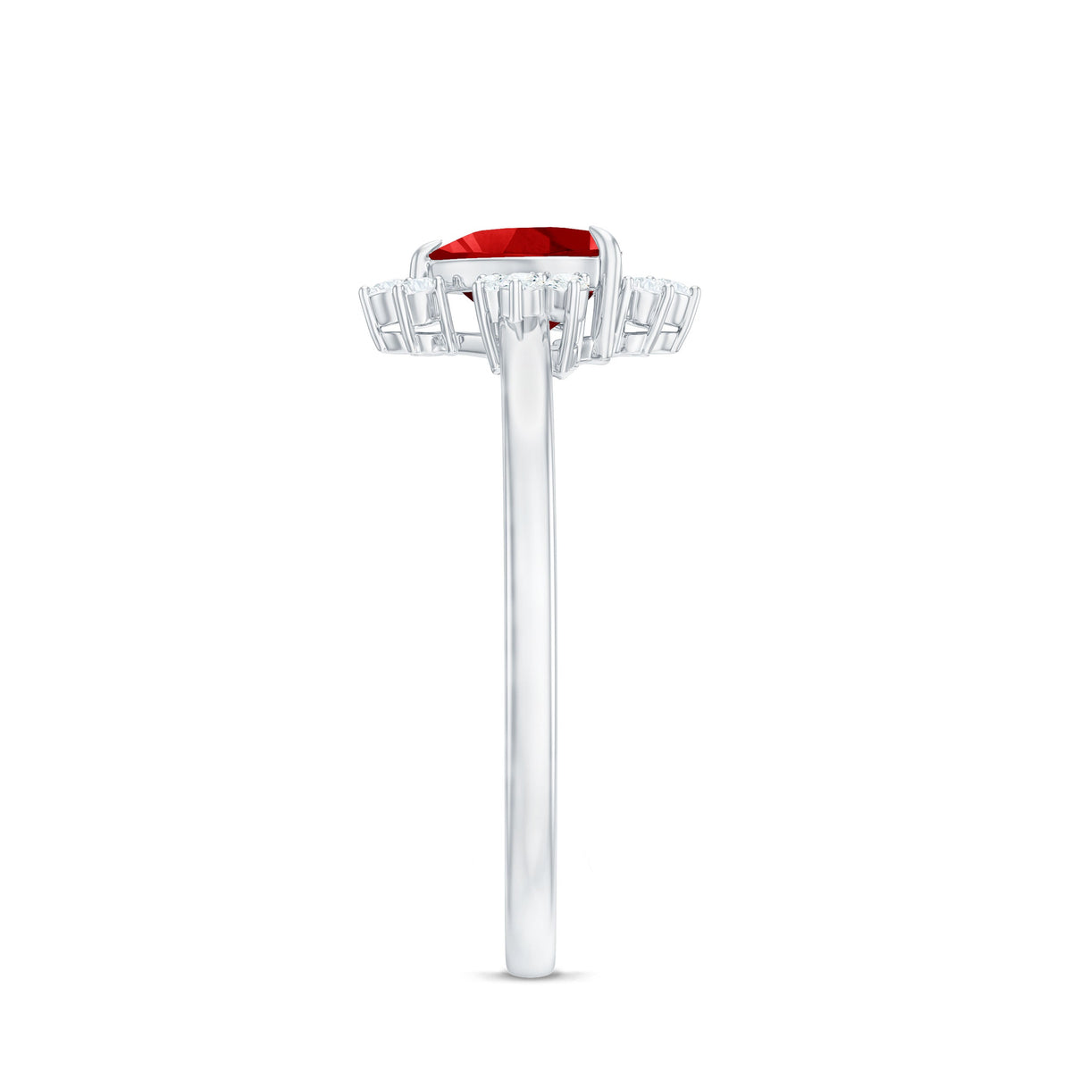 Lab Created Ruby Heart Promise Ring with Diamonds