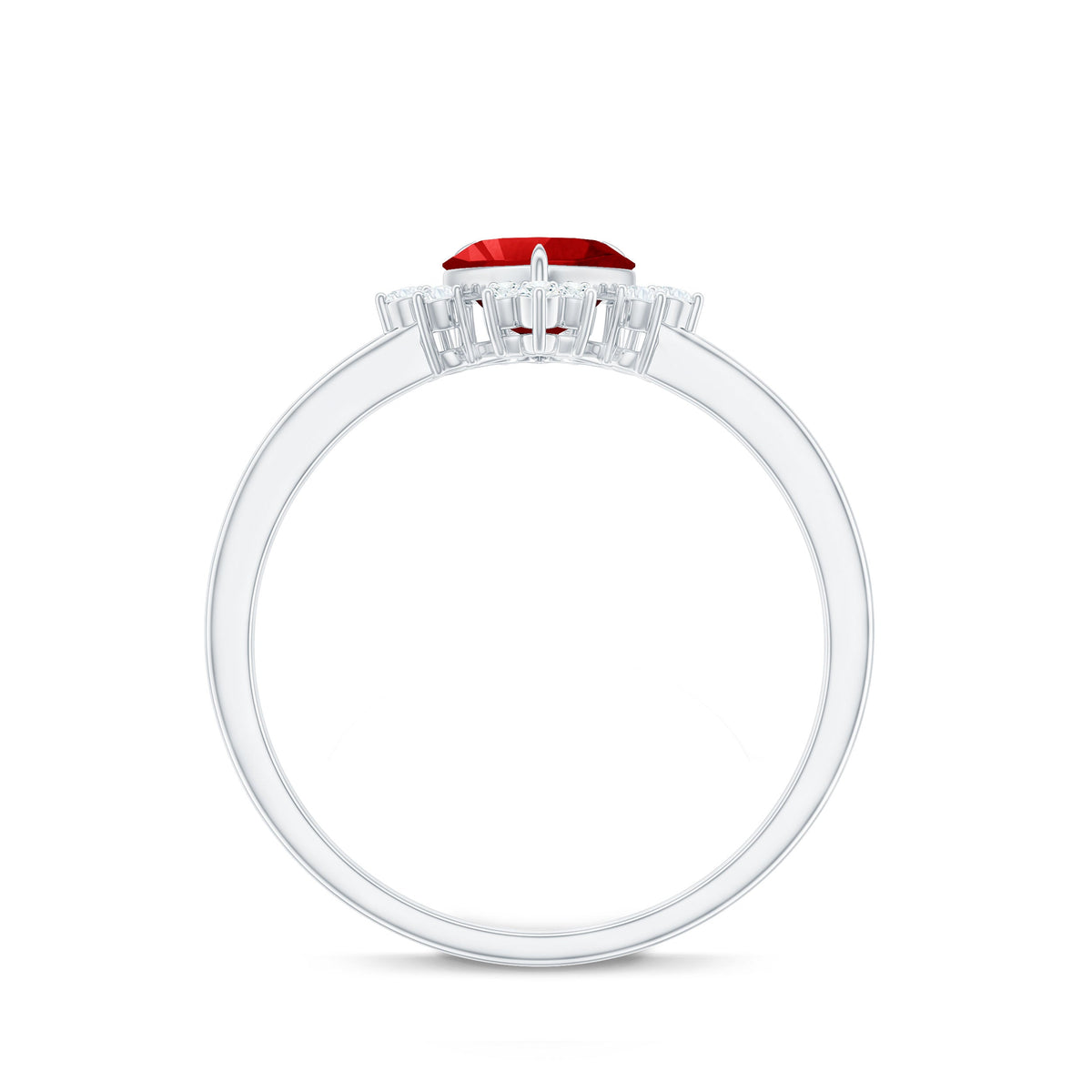 Lab Created Ruby Heart Promise Ring with Diamonds