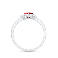 Lab Created Ruby Heart Promise Ring with Diamonds