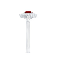 Round Lab Created Ruby Promise Ring with Diamond Halo