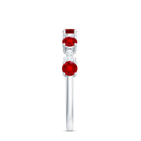 Lab Created Ruby and Diamond Half Eternity Stackable Ring