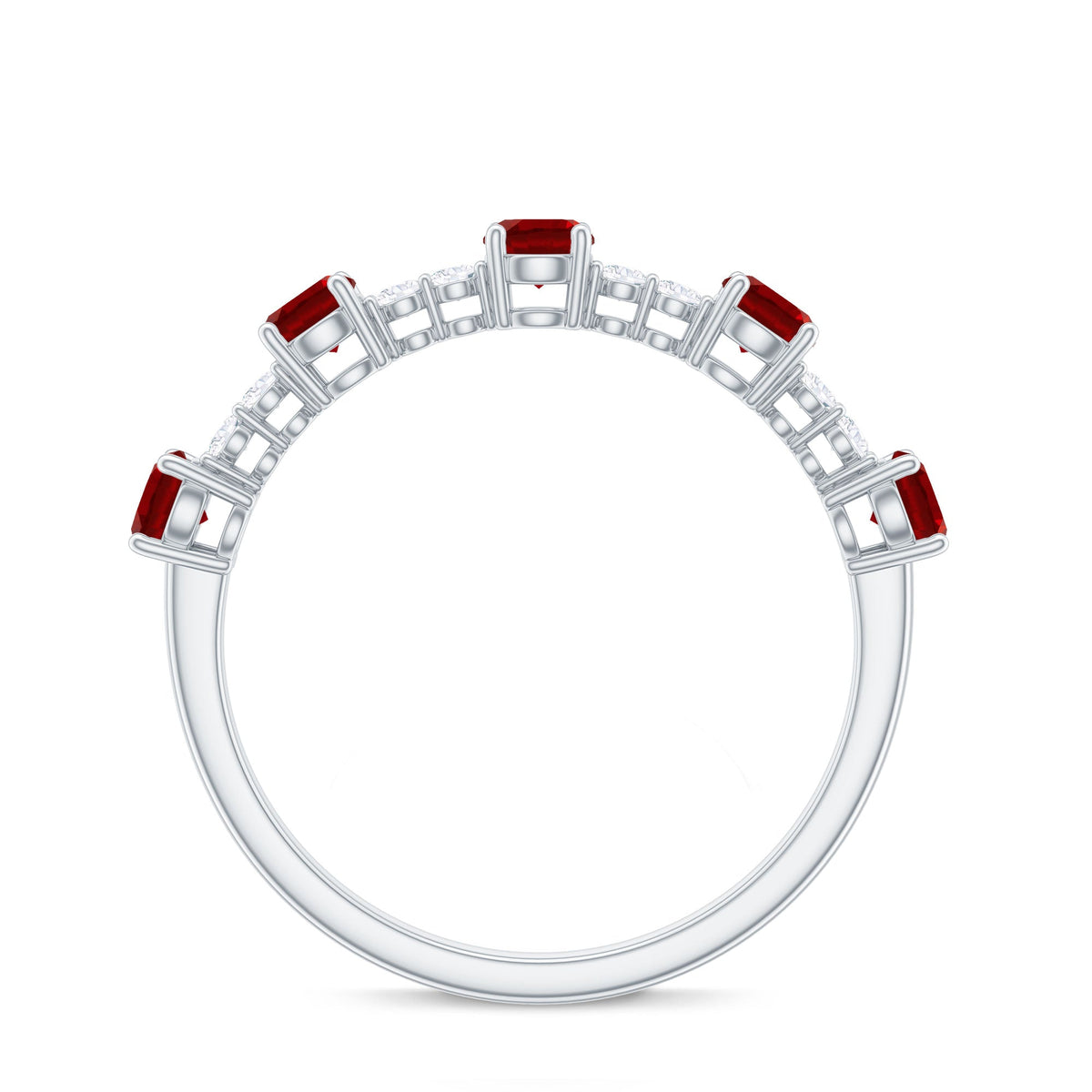 Lab Created Ruby and Diamond Half Eternity Stackable Ring
