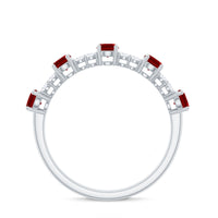 Lab Created Ruby and Diamond Half Eternity Stackable Ring
