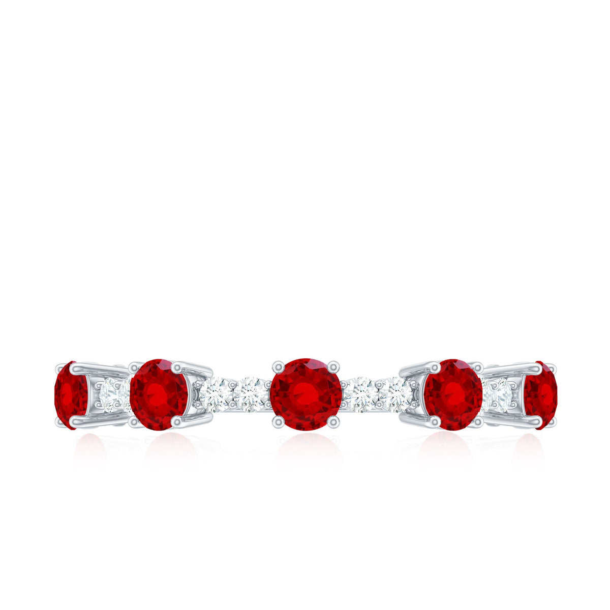 Lab Created Ruby and Diamond Half Eternity Stackable Ring