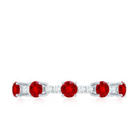 Lab Created Ruby and Diamond Half Eternity Stackable Ring