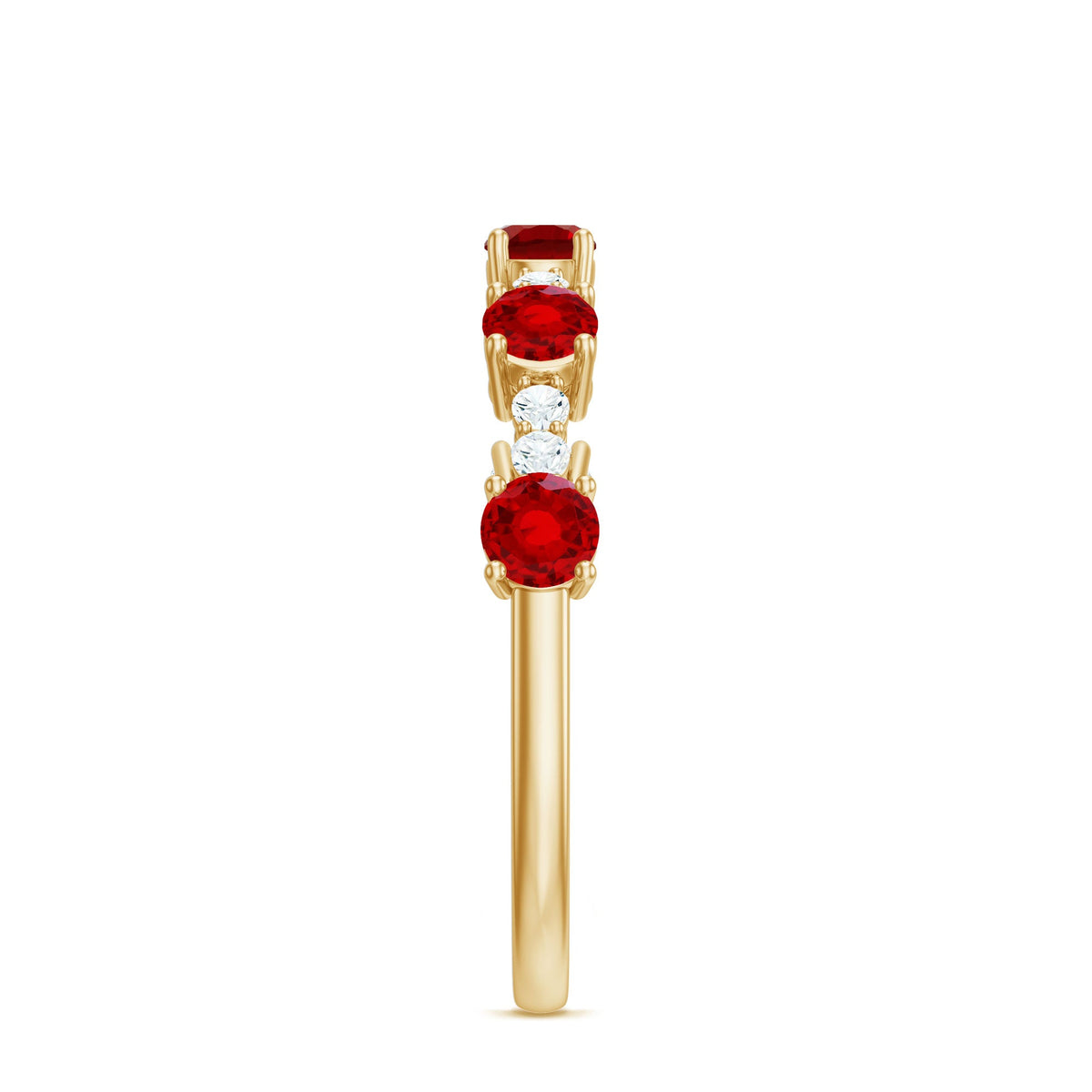 Lab Created Ruby and Diamond Half Eternity Stackable Ring