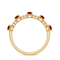 Lab Created Ruby and Diamond Half Eternity Stackable Ring