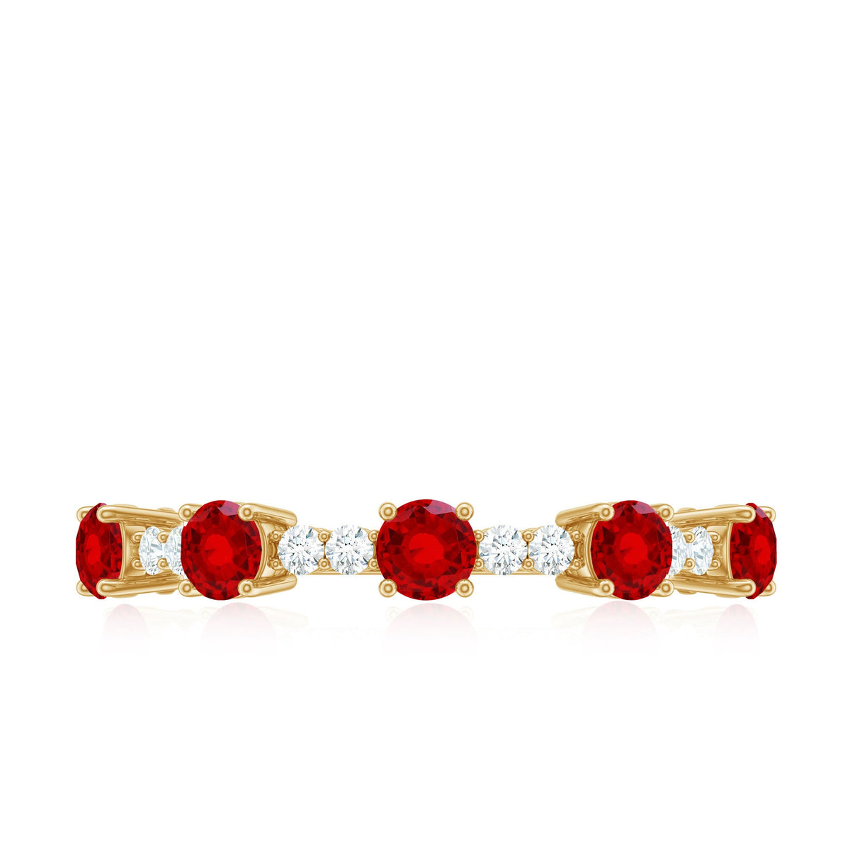Lab Created Ruby and Diamond Half Eternity Stackable Ring
