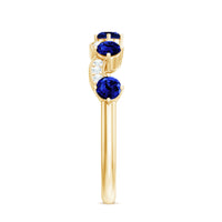 Certified Lab Grown Blue Sapphire Diamond Half Eternity Ring for Anniversary