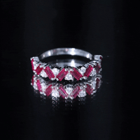 Baguette Shape Lab Grown Ruby Half Eternity Band with Diamond