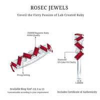 Baguette Shape Lab Grown Ruby Half Eternity Band with Diamond