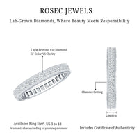 Certified Princess Cut Lab Grown Diamond Eternity Wedding Band