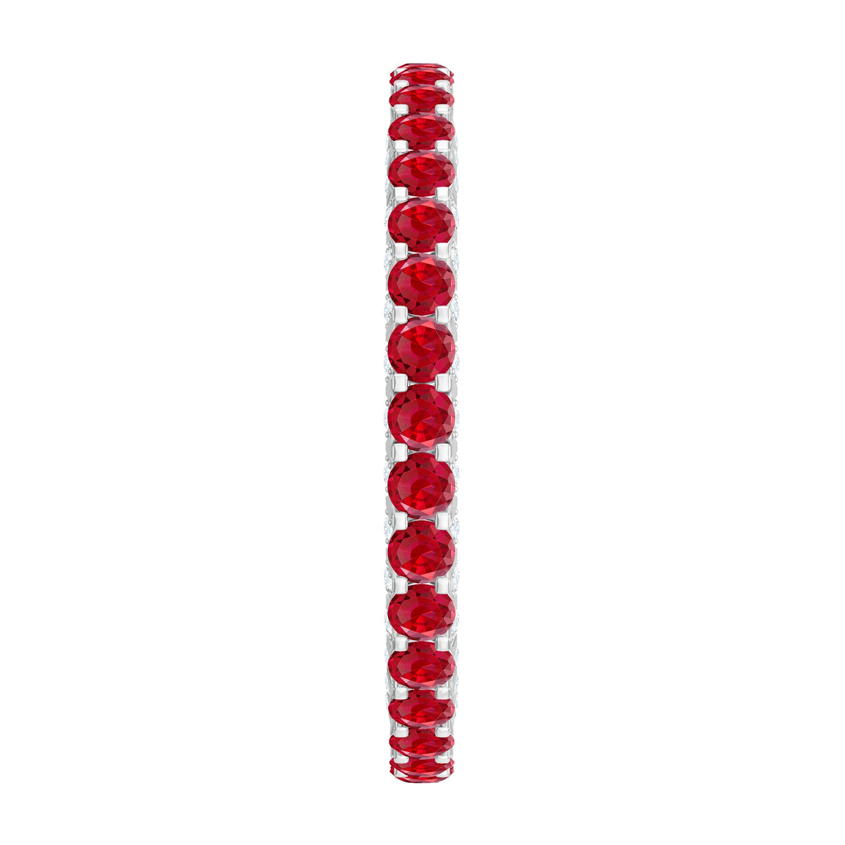 Round lab-grown ruby and diamond eternity wedding band by Rosec Jewels, showcasing a continuous circle of sparkling gemstones.
