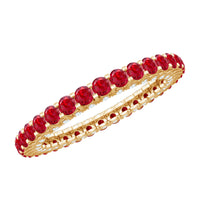 Round shape lab-grown ruby and diamond eternity wedding band by Rosec Jewels, featuring a continuous circle of sparkling gemstones.