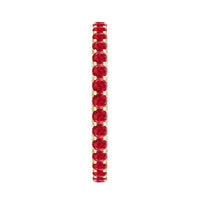 Round lab-grown ruby and diamond eternity wedding band by Rosec Jewels, showcasing a continuous circle of sparkling gemstones.