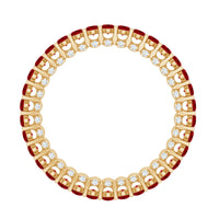 Round lab-grown ruby and diamond eternity wedding band by Rosec Jewels, featuring a continuous circle of gemstones on a sleek ring.