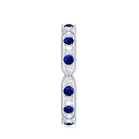 Certified Lab Grown Blue Sapphire Diamond Eternity Ring for Anniversary
