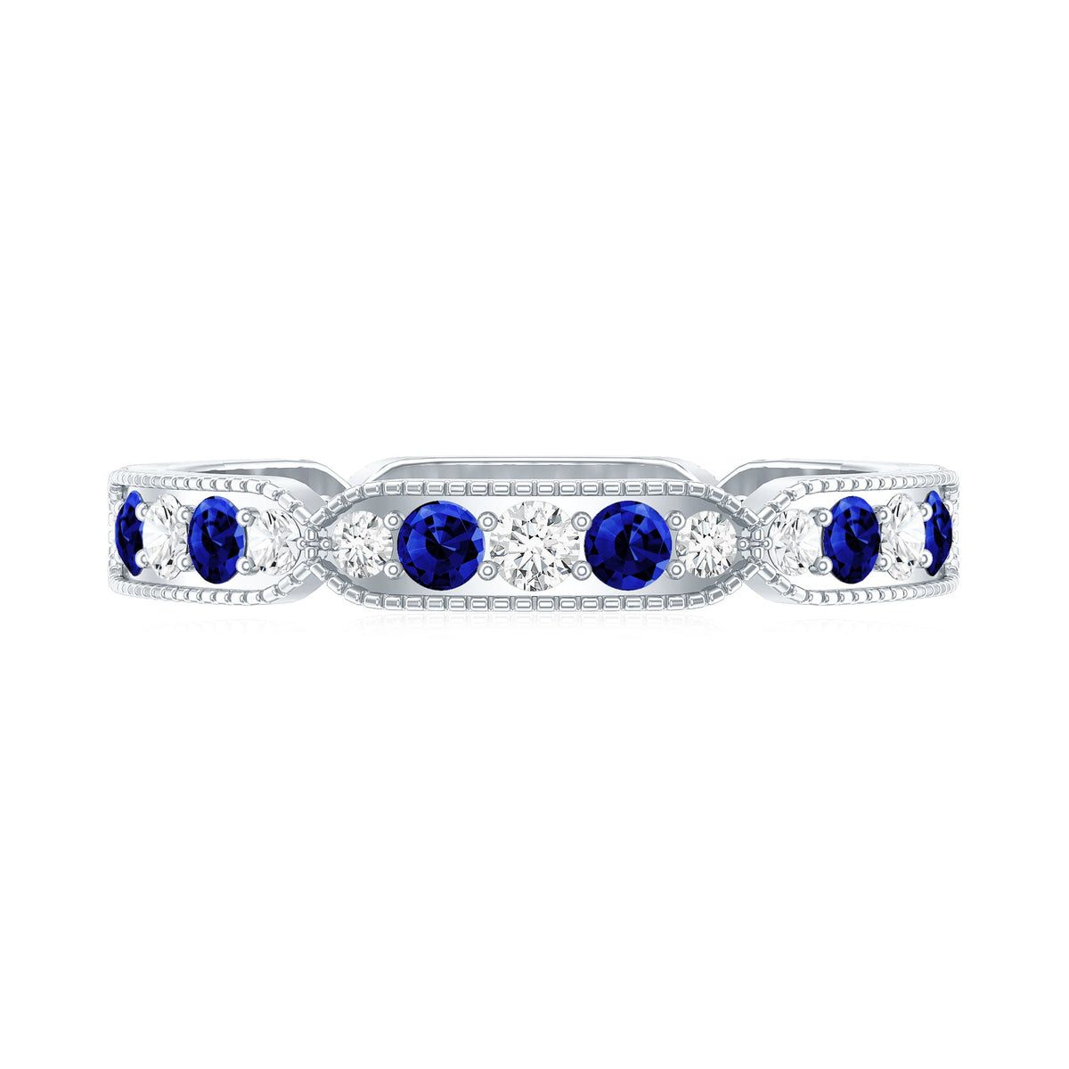 Certified Lab Grown Blue Sapphire Diamond Eternity Ring for Anniversary