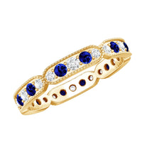 Certified Lab Grown Blue Sapphire Diamond Eternity Ring for Anniversary