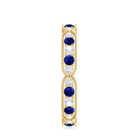 Certified Lab Grown Blue Sapphire Diamond Eternity Ring for Anniversary