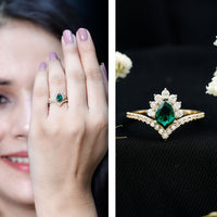 Lab Grown Emerald and Diamond Designer Engagement Ring