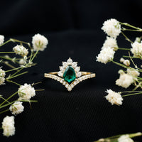 Lab Grown Emerald and Diamond Designer Engagement Ring