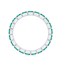 Certified Princess Cut Lab Grown Emerald Wedding Band
