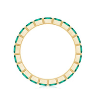 Certified Princess Cut Lab Grown Emerald Wedding Band