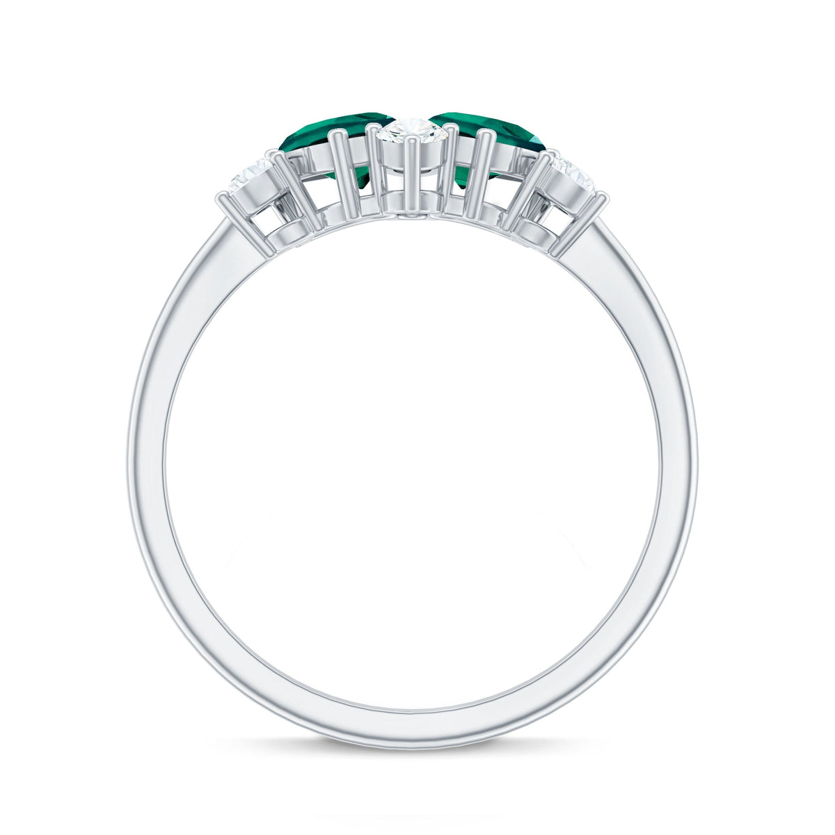 Designer Pear Shape Lab Grown Emerald Toi Et Moi Engagement Ring with Diamond