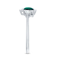 Designer Pear Shape Lab Grown Emerald Toi Et Moi Engagement Ring with Diamond