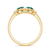 Designer Pear Shape Lab Grown Emerald Toi Et Moi Engagement Ring with Diamond