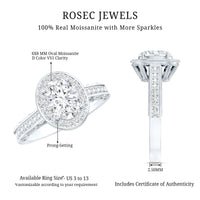 6X8 MM Oval Moissanite Victorian Engagement Ring with Halo
